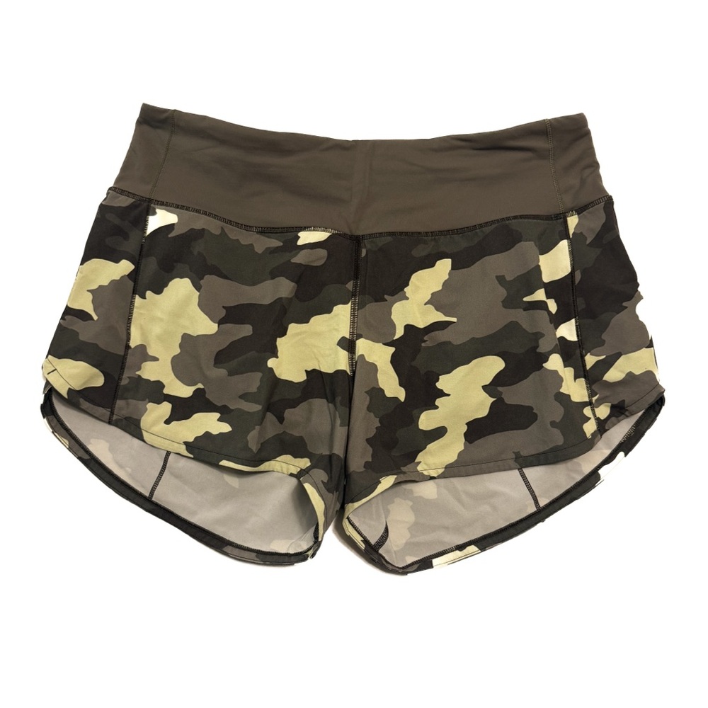 Lululemon Athletica Speed Up Camo Shorts - Green and Black - Picture 4 of 6